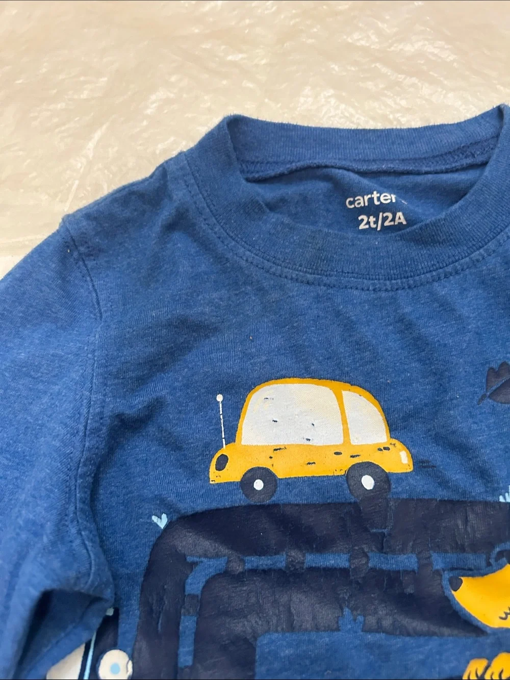 Cartier Blue Long Sleeve Tee with Yellow Car Graphic